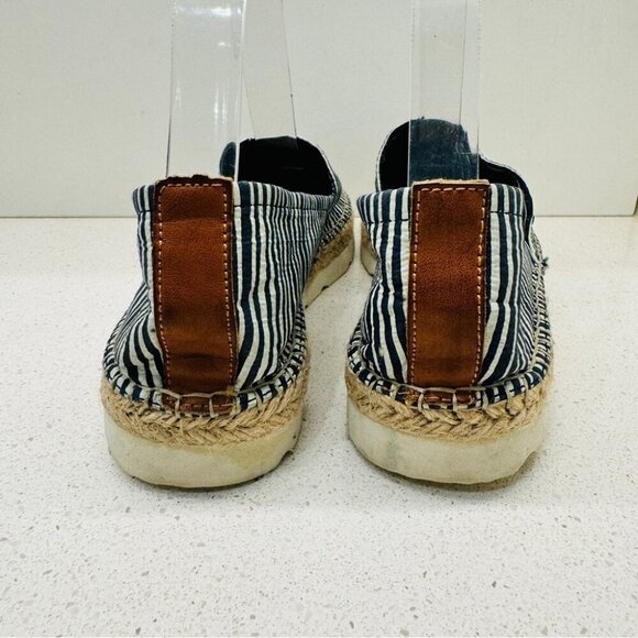 EXE Espadrille Nautical Navy White Striped Marine Shoes Flats  Boho Beachy Sz 41 - Picture 6 of 12